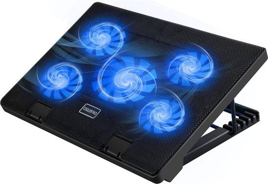 Strex Laptop Cooler - 12" - 17 Inch - Ajustable - 5 ventilateurs - Refroidisseur d'ordinateur portable - Cooling Pad