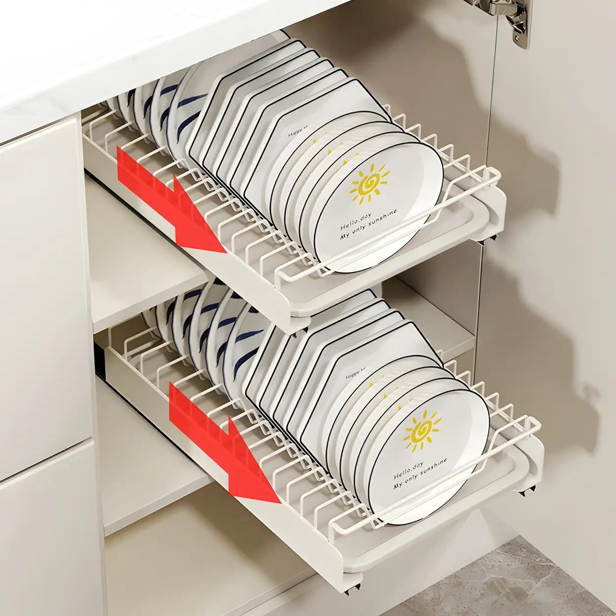 VIVREAL S3825W Égouttoir coulissant avec bac de récupération - 39 x 25,2 x 8 cm