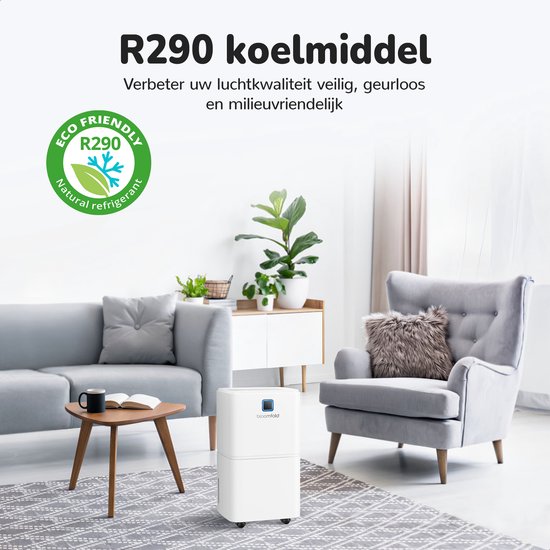 Déshumidificateur Bloomfold - 12L par jour - Fonction Lavage-Séchage incluse - Convient au salon, à la chambre et à la salle de bain - Déshumidificateur - Blanc