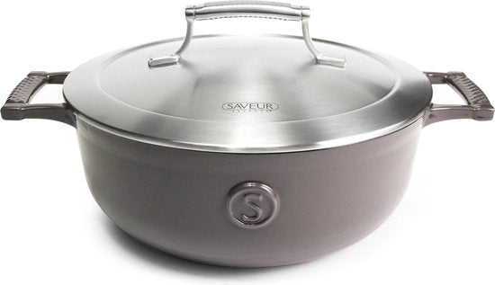 Cocotte en fonte Saveur Selects - Ø25 cm - Compatible induction, gaz, électrique, céramique - Gris