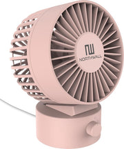 Mini ventilateur USB Northwall - Ventilateur de table rose - Mini ventilateur silencieux - Ventilateur de bureau rétro - Petit, silencieux et discret - Double moteur - Inclinable - 2 vitesses