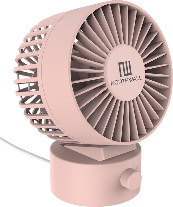Mini ventilateur USB Northwall - Ventilateur de table rose - Mini ventilateur silencieux - Ventilateur de bureau rétro - Petit, silencieux et discret - Double moteur - Inclinable - 2 vitesses