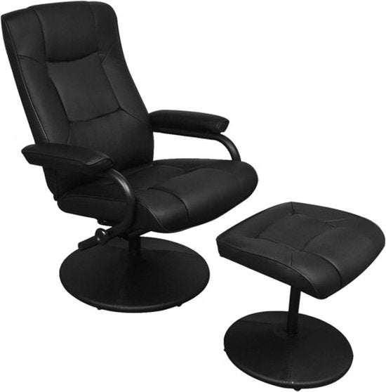 vidaXL - Fauteuil TV - avec repose-pieds - simili cuir - noir