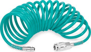 VONROC Tuyau spiralé 5m - Tuyau d'air pour compresseur - Raccords universels - DIN/EURO Ma-le - DIN/EURO/ORION Femelle - 10 bar