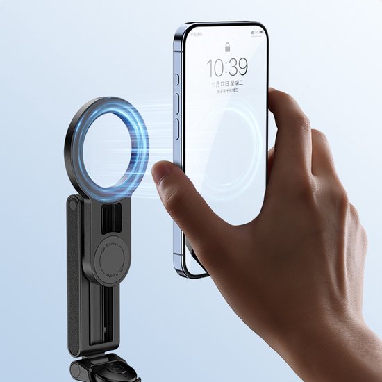 Ulanzi JJ03 Trépied de poche pour selfie, magnétique - avec télécommande - Perche à selfie - Trépied pour iPhone - Support pour smartphone iPhone - Noir