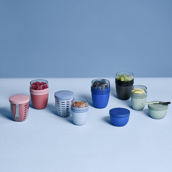 Mepal - Pot à fruits et légumes Ellipse - 600 ml - Fourchette incluse - Bleu nordique
