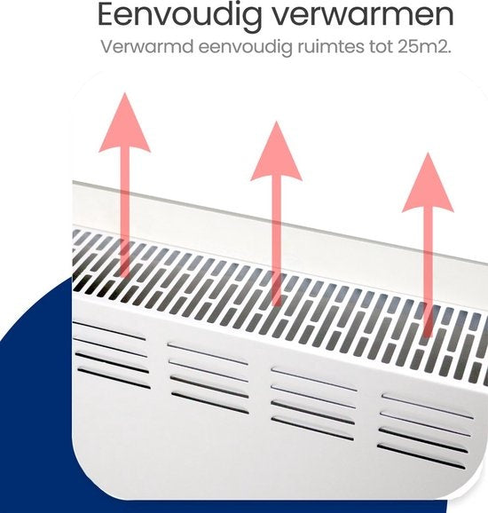 Chauffage électrique Gologi - Convecteur avec thermostat - Fonctionne par App et commandes tactiles - Jusqu'à 25m2 - 2000W Heater - Blanc