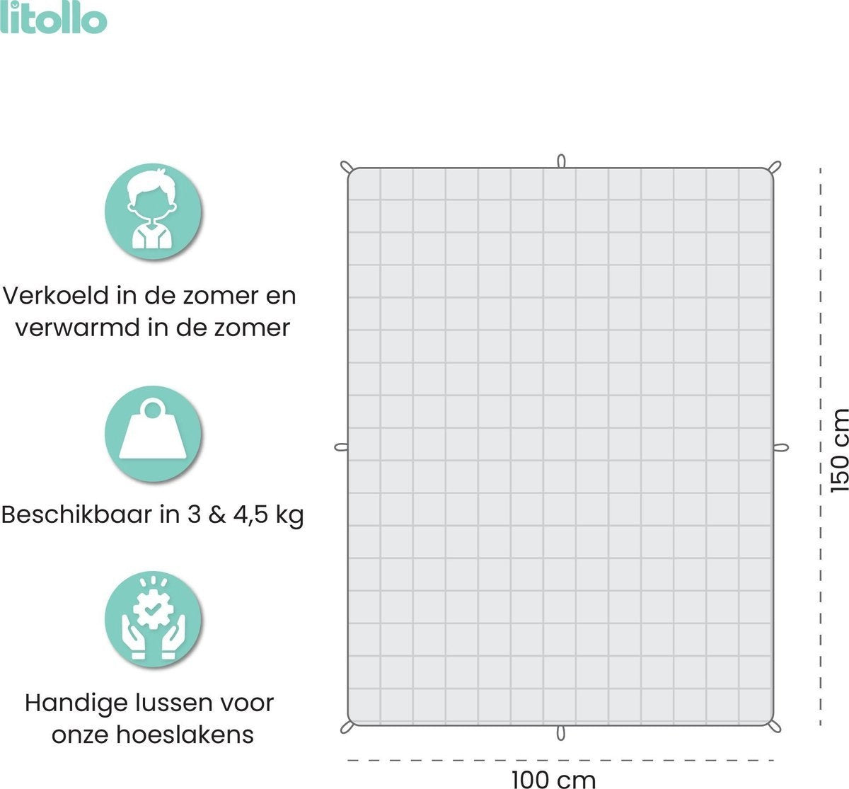 Litollo Verzwaringsdeken Kind 4,5 kg Met Dierpatroon buitenhoes - Duurzaam Bamboe Materiaal - Grijs - 100x150cm