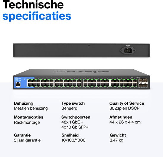 Linksys LGS352C - Commutateur réseau - Géré - 48 ports - Ports 10G SFP+ - Noir