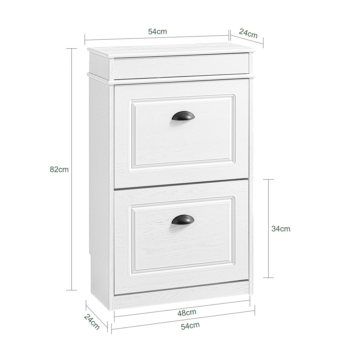 SoBuy FSR78-WG Meuble à chaussures avec 2 abattants, 8 paires, couloir et entrée, 54 x 24 x 82 cm, blanc avec effet bois vieilli