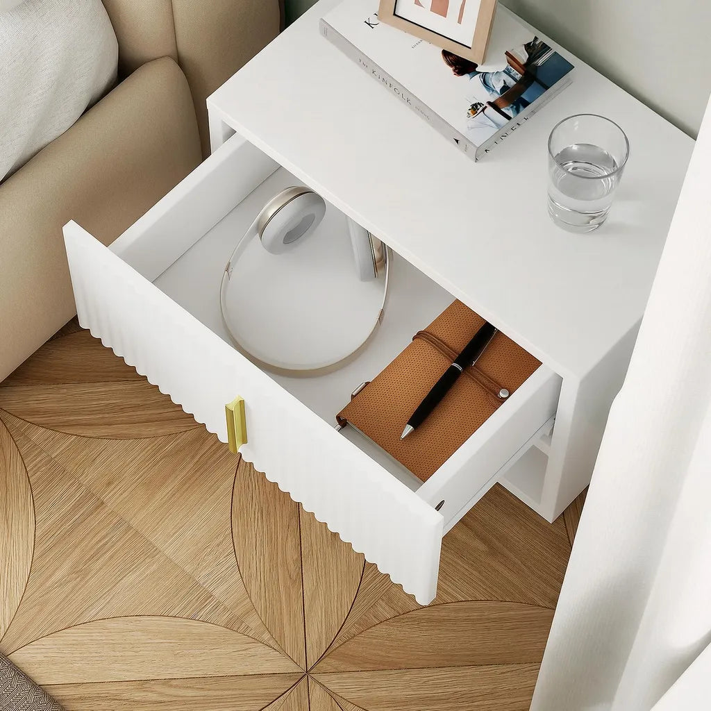 Table de chevet SoBuy FBT176-E-W - Blanche - 40 x 30 x 26 cm - Avec tiroir et étagère ouverte