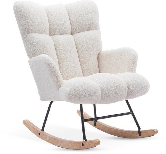 Bayt Fauteuil à bascule - Fauteuil - Fauteuil à bascule pour chambre de bébé - Fauteuil de détente - Blanc