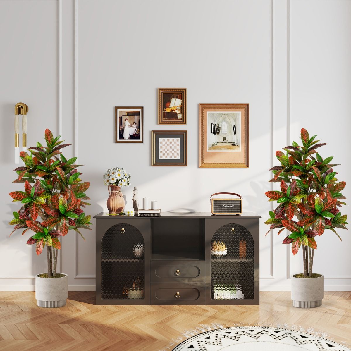 Plante artificielle Coast « Croton Palm » - tronc en bois véritable - feuilles colorées - 150 cm