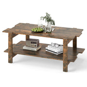 Table basse Coast - 2 niveaux - avec étagère de rangement - noyer/noir - 115 x 59 x 46 cm