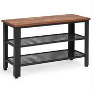 Coast Banc à chaussures avec étagère à chaussures - 2 niveaux de rangement - assise - noir - 73 x 30 x 45 cm