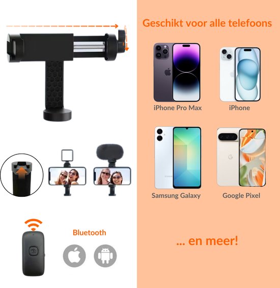 une journée ensoleillée Trépied pour téléphone - Trépied Smartphone - Trépied Smartphone - Selfie Stick Trépied - Trépied Téléphone - Trépied iPhone - Trépied iPhone - Support pour téléphone - Jusqu'à 180 cm - Trépied pour GoPro
