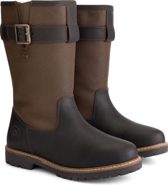 Travelin' Finnmark - Bottes imperméables pour femme - Doublées de laine - Marron foncé