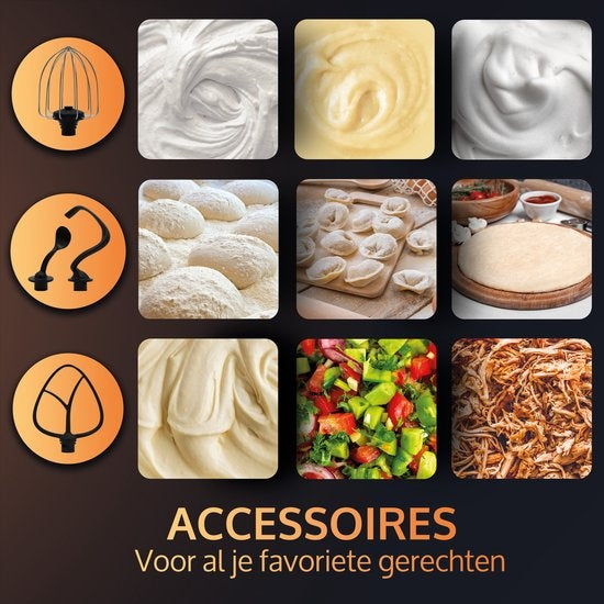 JAP Appliances Mastermix - Robot de cuisine (1000W) - Robot de cuisine avec 6 vitesses et fonction pulse - Mixeur avec bol de 5,7 litres - Séchoir à casseroles inclus - Noir mat