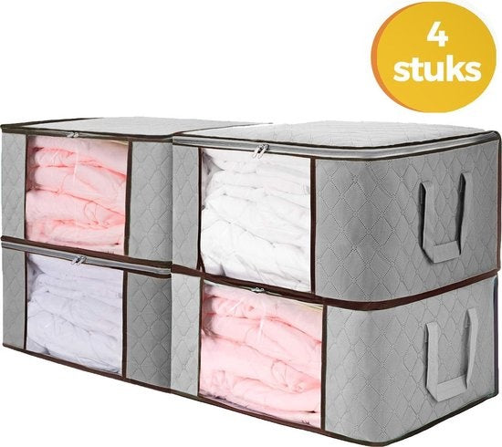 LifeGoods Sac de rangement et d'organisation - 4x 50L - 54x25x39 cm - Textile - Gris