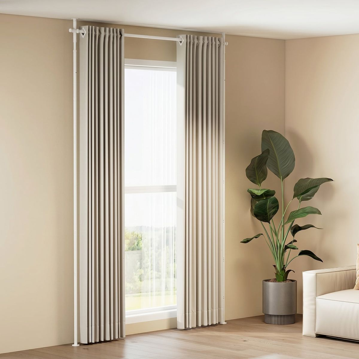 Système de rideaux Coast pour séparer une pièce - sans perçage - réglable en hauteur et en largeur - blanc