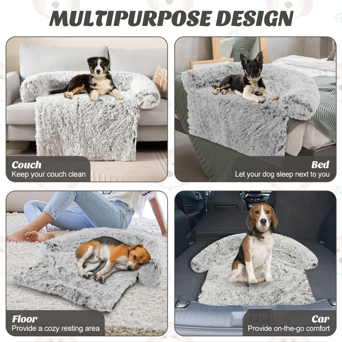 Couverture pour chien Coast - Peluche - Lavable - 112 x 108 x 18 cm - Gris