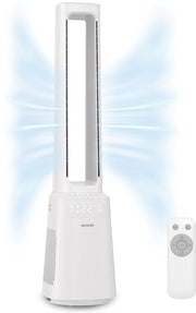 Ventilateur colonne Auronic - Modèle sans pales 2 en 1 - Purificateur d'air avec filtre HEPA - Ventilateur - 10 vitesses - Télécommande - 105 cm - Blanc