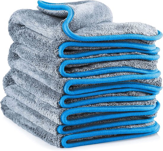 Licargo® Plush Microfibre Cloths with for gentle car care - 42x48 cm (4) - super absorbant et doux - chiffons de nettoyage de voiture non pelucheux, chiffons de séchage de voiture pour le nettoyage, le polissage, le lustrage