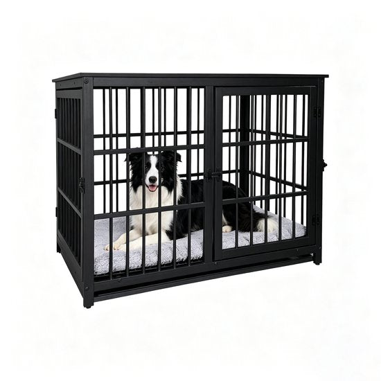 Cage pour chien - cage pour chiens de petite et moyenne taille - niche - d'intérieur - avec coussin pour chien - 91 cm x 60 cm x 74 cm