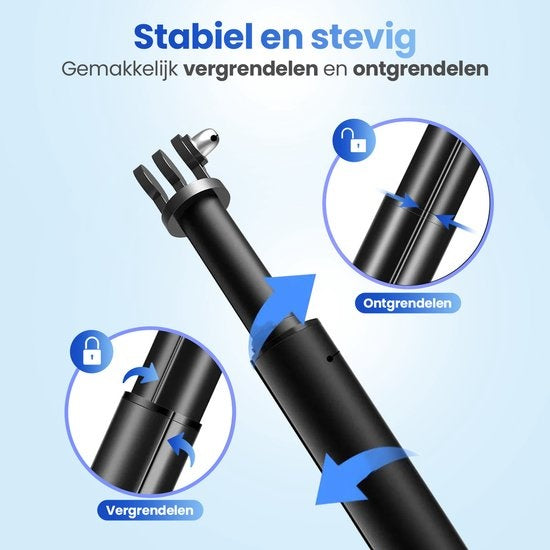Garpex® Universal Selfie Stick XL - extensible jusqu'à 95 cm - convient à diverses caméras d'action - universel - étanche - noir