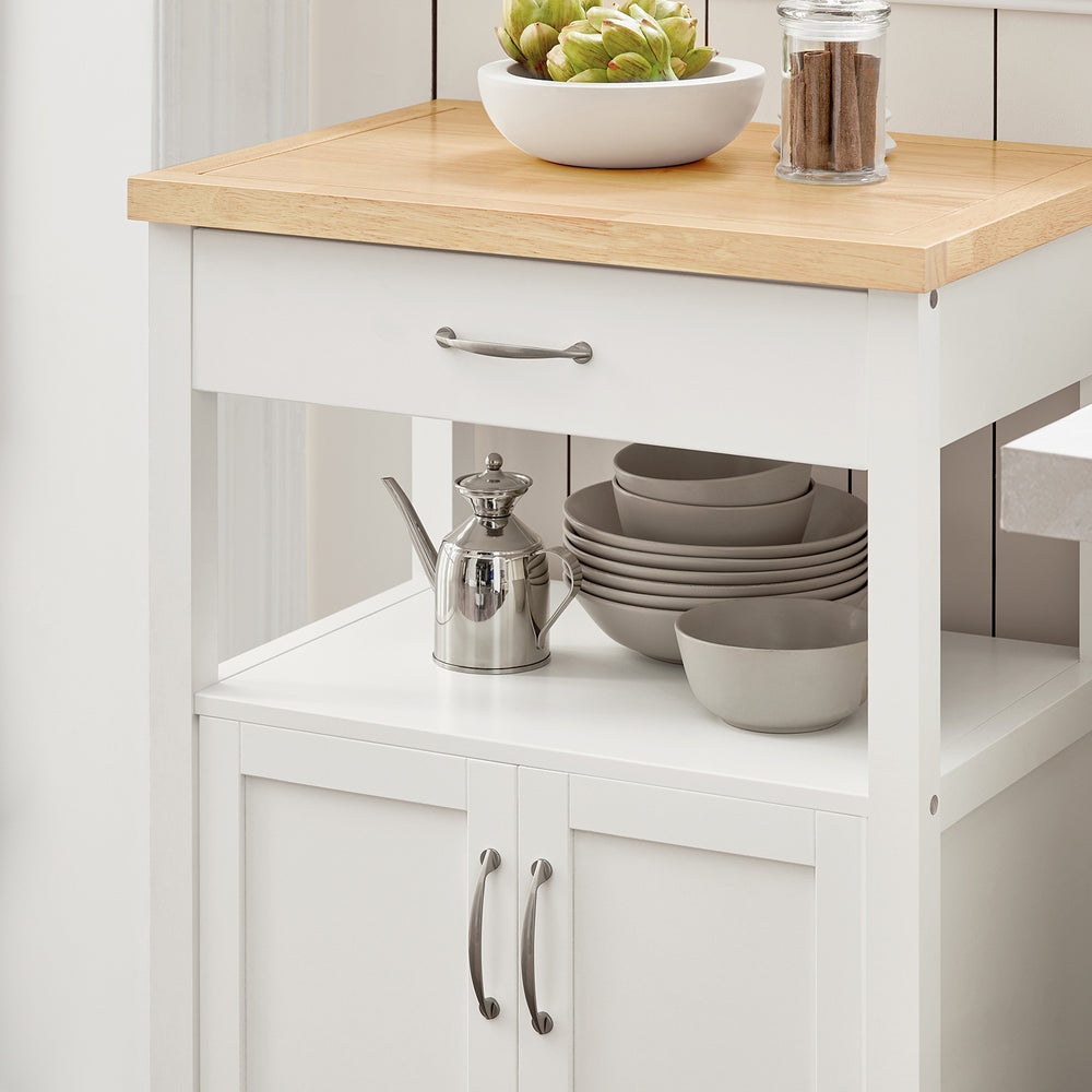 SoBuy Chariot de cuisine avec 1 tiroir et 2 portes - Max. 30KG - 44,5 x 60 x 90 cm - Blanc
