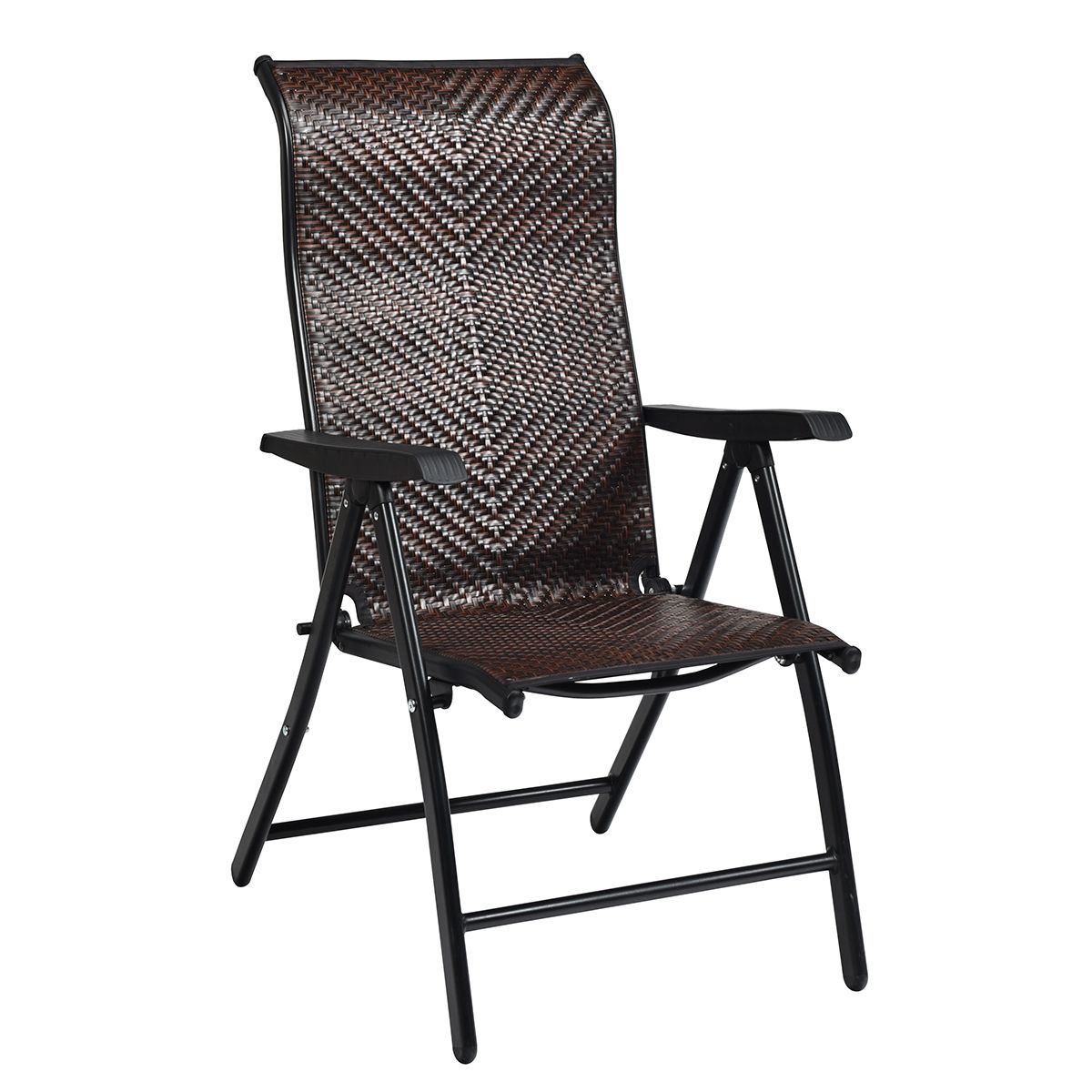 Lot de 2 chaises pliantes Coast Rotan - Dossier réglable - Pliables et faciles à transporter - Marron