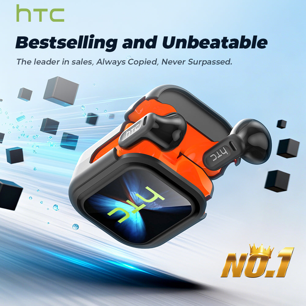 Écouteurs sans fil HTC NE20 avec traduction par IA - Bluetooth 5.4 - Écran LED
