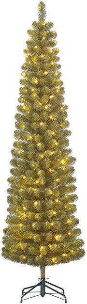 Black Box Trees Charlton : petit sapin de Noël avec minuterie et fonction de variation d'intensité lumineuse - Décoration de Noël d'intérieur pour les fêtes de fin d'année - Sapin artificiel à charnières - H 215 x Ø 56 cm - Vert