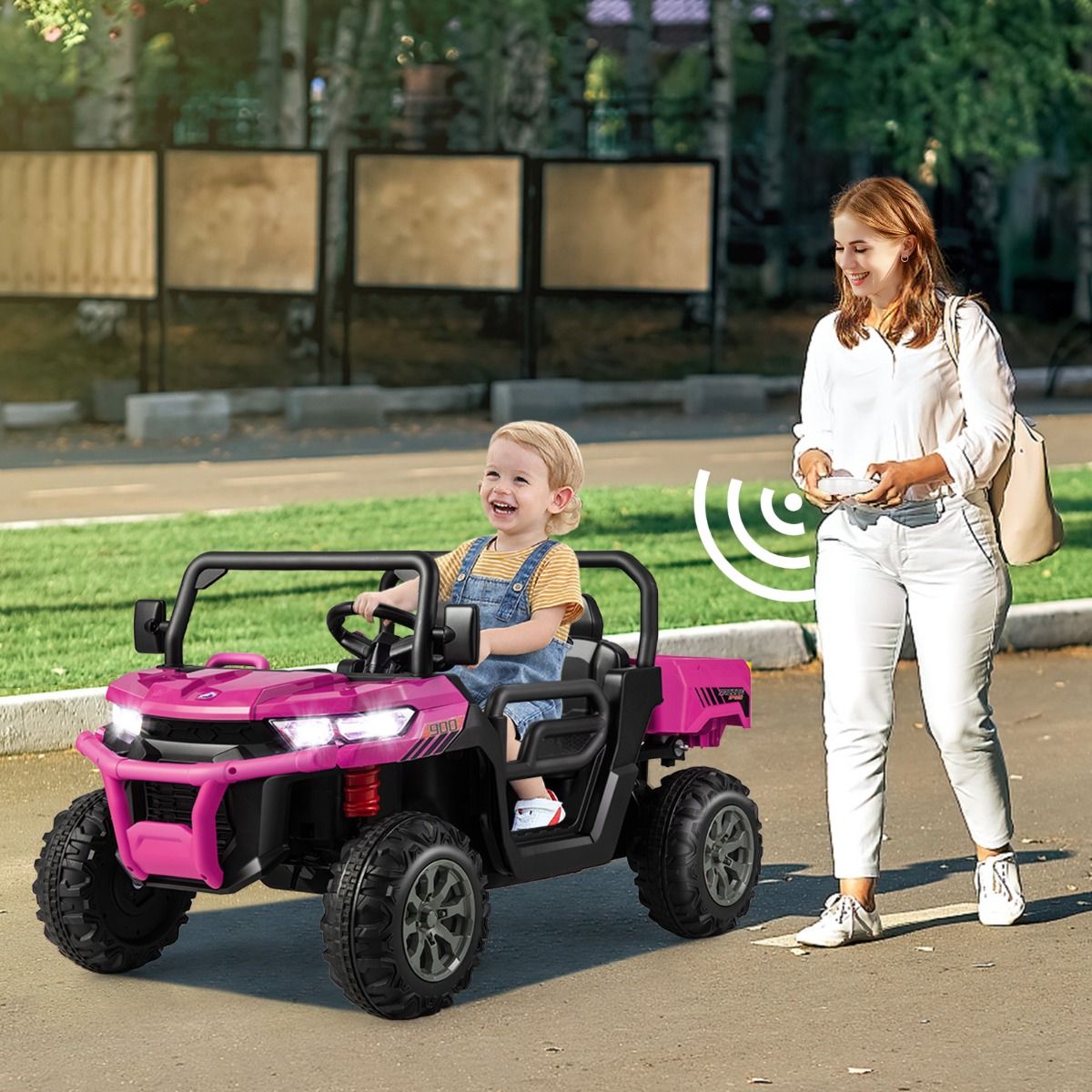 Camion à benne basculante électrique Coast pour enfants - 2 places - Télécommande - Rose