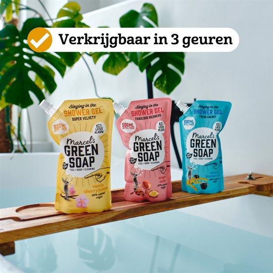 Recharge de gel douche Marcel's Green Soap - Vanille et fleur de cerisier - 500 ml