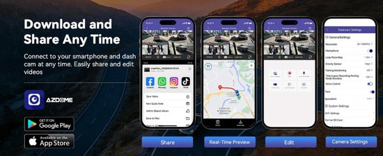 Caméra embarquée AZDome M350 4 canaux - 2K + 3x Full HD - Wi-Fi - GPS - 64 Go