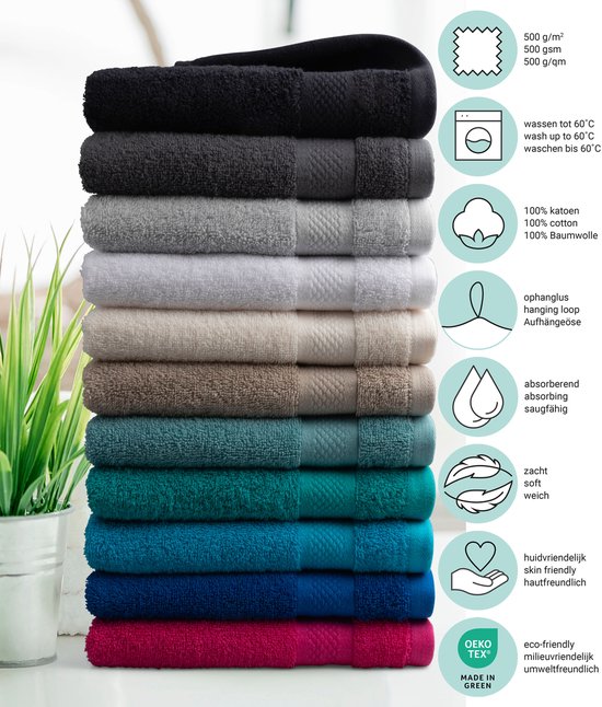 Serviettes DoubleDry XL 70 x 140 - lot de 6 - qualité hôtelière 500 g/m² - 6 x rouge bordeaux