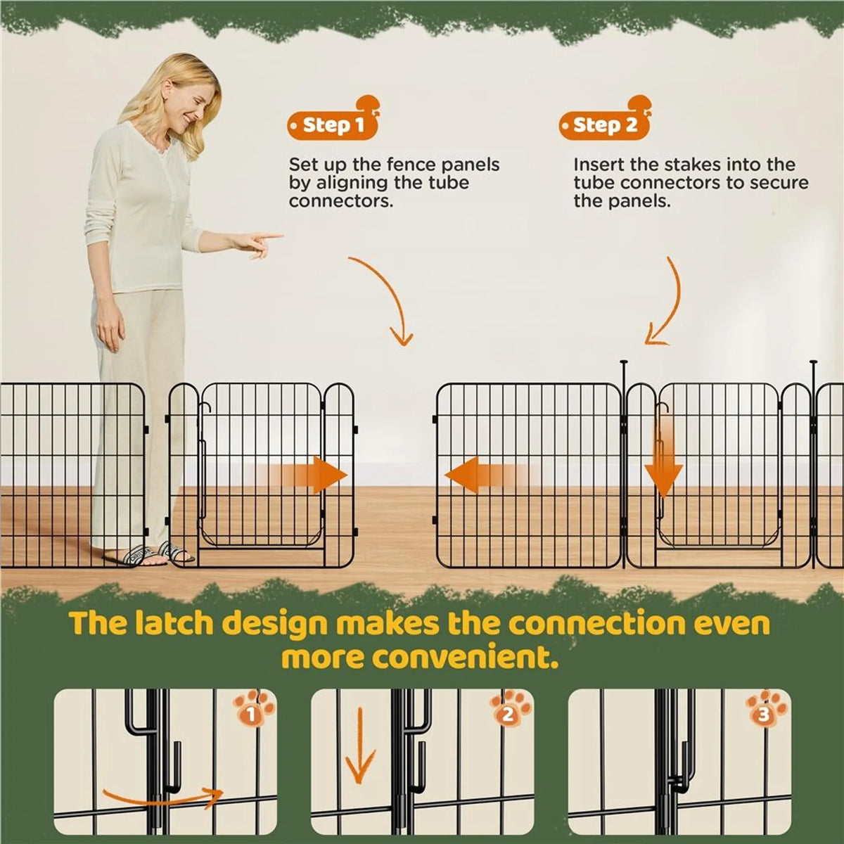 Yaheetech : enclos pour chien sûr et modulable, composé de 8 éléments, 60 cm – Noir mat – Métal