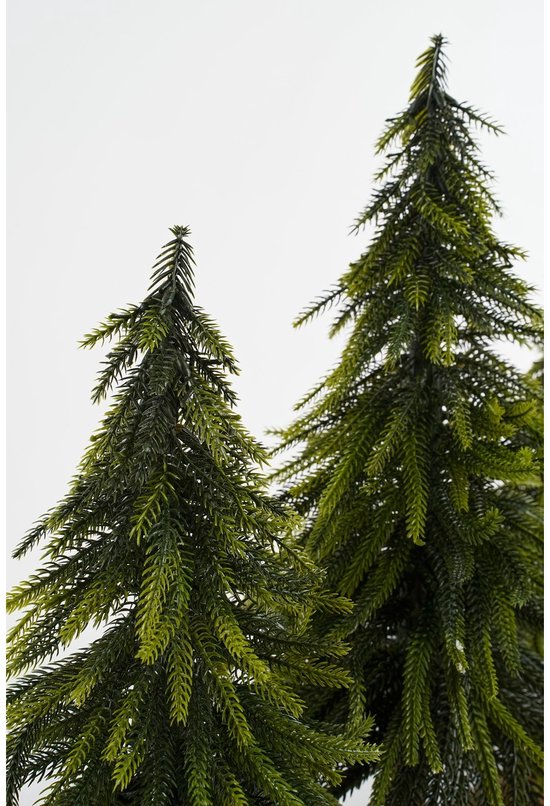 House of Seasons : tronc décoratif avec sapins de Noël artificiels - L 80 x H 40 cm - Vert