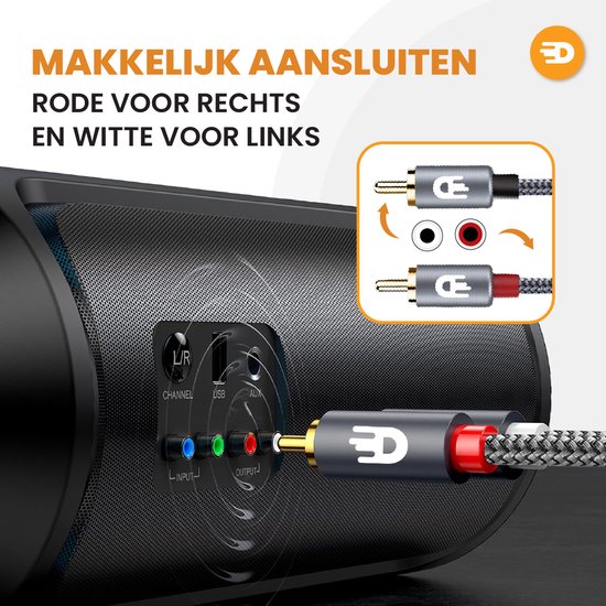 Drivv. Premium Tulip Stereo Audio Cable - 2RCA to 2RCA - Tulip Cable - 5m