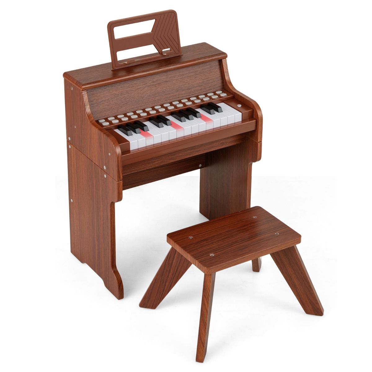 Piano pour enfants Coast à 25 touches - Piano électronique avec tabouret - Mode apprentissage - Noir