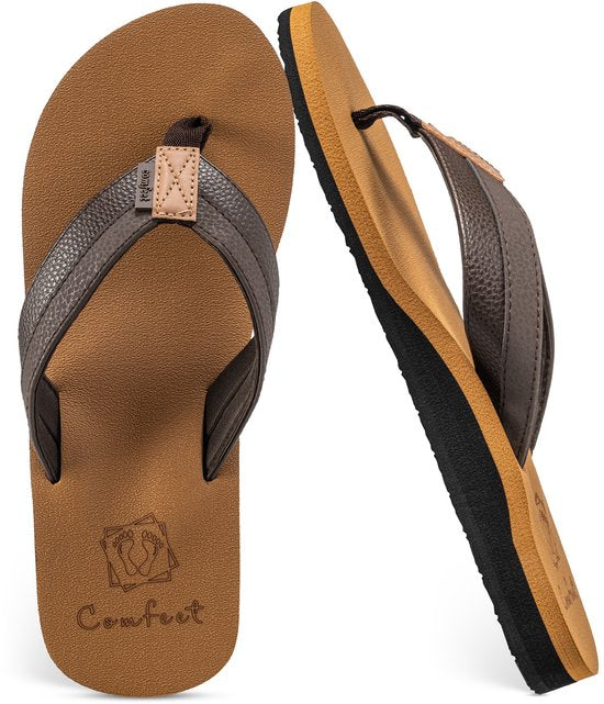 Pantoufles Homme - Sandales - Marron - Taille 46 - Comfeet