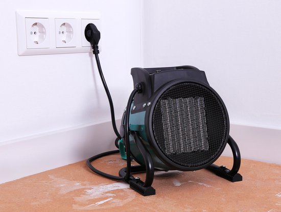 VONROC Chauffage électrique - Jet heater - ventilateur - céramique - 3 réglages : 1000W/2000W/ventilateur - pour des pièces jusqu'à 20m2 - vert