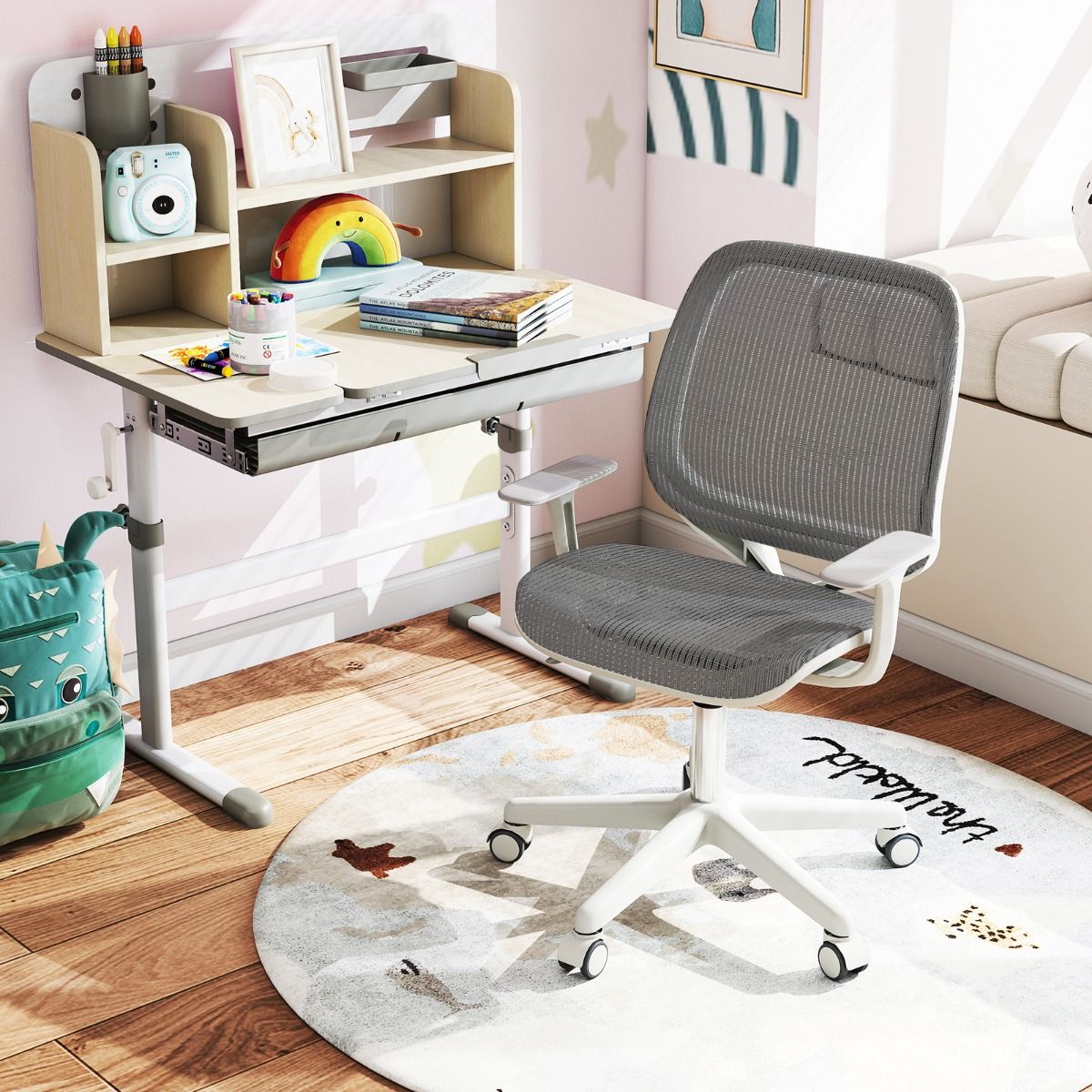 Chaise de bureau pour enfant Coast - réglable en hauteur - conception ergonomique - grise