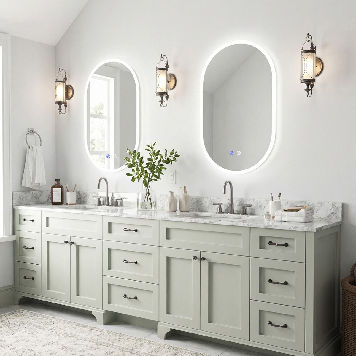 Miroir de salle de bains Coast avec éclairage LED - fonction anti-buée - commande tactile - 90 x 55 cm - argent