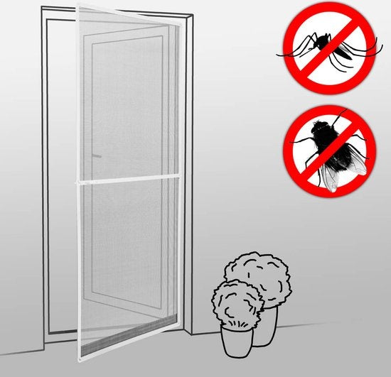 tectake - Rideau anti-mouches, porte moustiquaire - 95x210 cm - blanc - 401198