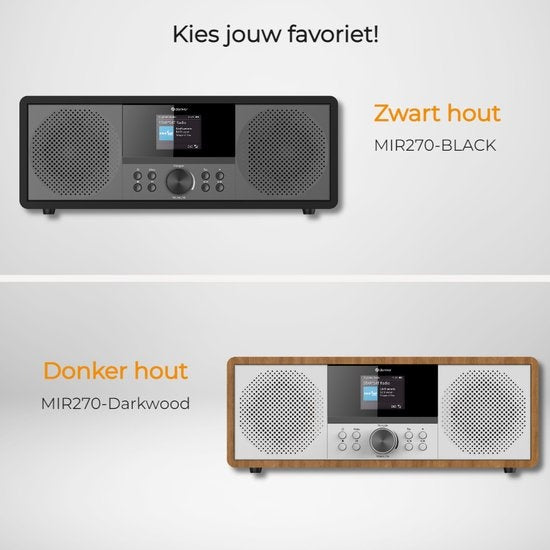 Denver Internet radio - Radio DAB - Radio FM - Lecteur CD - Bluetooth - 200W - AUX/USB - MIR270 - Bois
