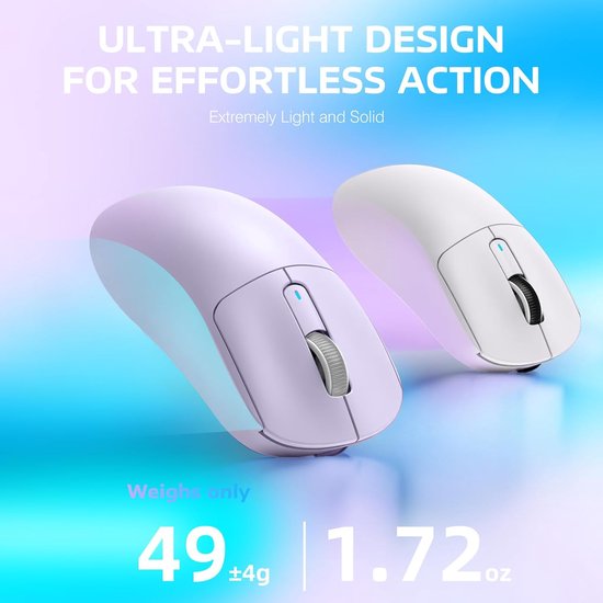ATTACK SHARK Souris de jeu sans fil - Filaire/2.4G/BT5.4 - Léger 49G - PAW3395 - 26000DPI - Lavande