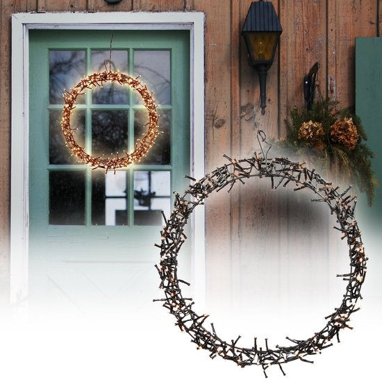 H&S - Couronne de Noël - Anneau - ˜38cm - 300led - Extra Warm White - 8 réglages