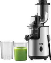 Extracteur de jus électrique Lebenlang - 220 V - Acier inoxydable - Récipient à jus et à pulpe inclus - 21 x 45 cm - Argent